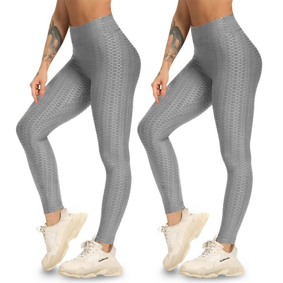 Womens Yoga Pants Anti-Cellulite Bubble Textured Ruched Leggings Butt Lifting - Picture 8 of 15